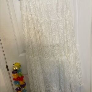 ROMWE White Tiered A-Line Maxi Skirt